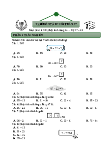Bài tập cuối tuần Toán lớp 1 Tuần 27 Chân trời sáng tạo (có lời giải)