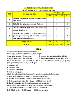 Đề thi cuối kì 1 Lịch sử 11 Chân trời sáng tạo (Đề 3)