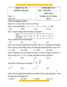 Đề thi cuối kì 2 Toán lớp 4 Kết nối tri thức (Đề 8)