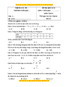 Đề thi cuối kì 2 Toán lớp 4 Kết nối tri thức (Đề 8)