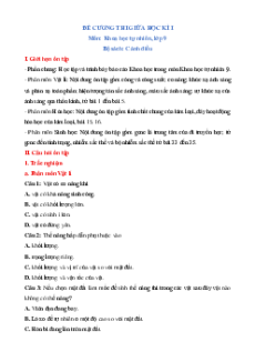 Đề cương ôn tập Giữa kì 1 Khoa học tự nhiên 9 Cánh diều