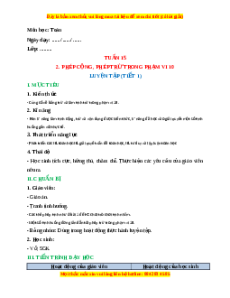 Giáo án Luyện tập Toán lớp 1 Cánh diều