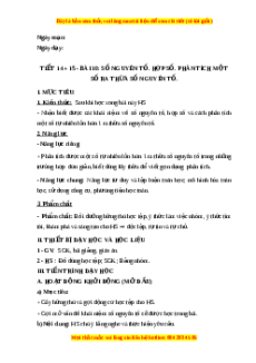 Giáo án Số nguyên tố. Hợp số. Phân tích một số ra thừa số nguyên tố Toán 6 Chân trời sáng tạo