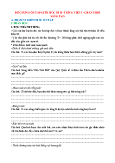 Đề cương ôn tập Giữa kì 2 Tiếng Việt lớp 5 Chân trời sáng tạo