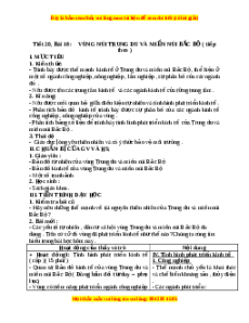 Giáo án Bài 18 Địa lí 9: Vùng Trung du và miền núi Bắc bộ (Tiếp theo)