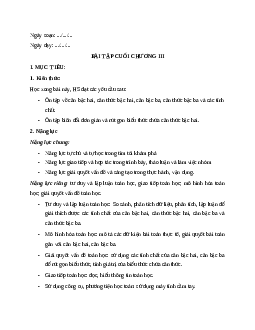 Giáo án Bài tập cuối chương 3 Toán 9 Kết nối tri thức