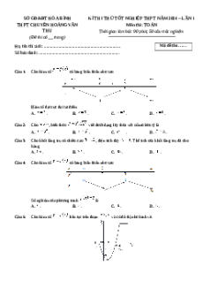 Đề thi thử tốt nghiệp Toán trường THPT Chuyên Hoàng Văn Thụ - Hòa Bình lần 1 năm 2024