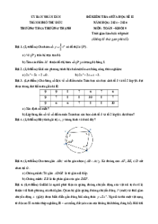 Bộ 5 đề thi giữa kì 2 Toán 9 TP Hồ Chí Minh