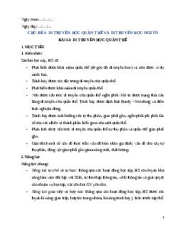 Giáo án Bài 13 Sinh học 12 Cánh diều: Di truyền học quần thể