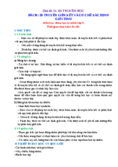 Giáo án Bài 39 KHTN 9 Cánh diều (2024): Di truyền liên kết và cơ chế xác định giới tính