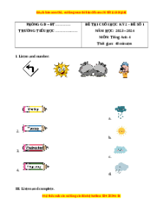 Đề thi cuối kì 2 Tiếng Anh lớp 4 Global success (Đề 1)