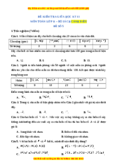 Đề thi giữa kì 2 Toán 11 Cánh diều (Đề 5)