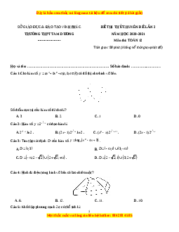 Đề thi thử Toán trường Tam Dương năm 2021