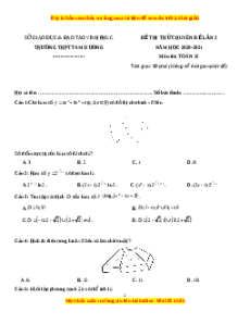 Đề thi thử Toán trường Tam Dương năm 2021