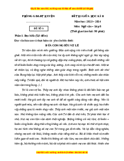 Đề thi giữa kì 2 Ngữ văn 8 Chân trời sáng tạo (Đề 5)