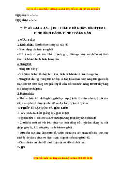 Giáo án Hình chữ nhật. Hình thoi hình bình hành. Hình thang cân Toán 6 Kết nối tri thức