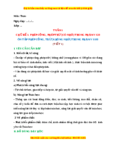 Giáo án Ôn tập phép cộng, phép trừ (không nhớ) trong phạm vi 100 Toán lớp 2 Cánh diều