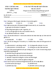 Đề thi thử tốt nghiệp Lịch sử trường THPT Tiên Du - Bắc Ninh lần 1 năm 2024