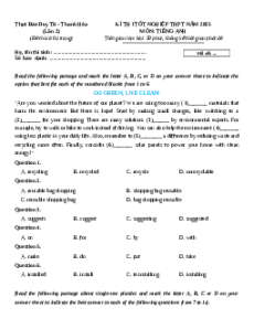 Đề thi thử tốt nghiệp Tiếng Anh 2025 THPT Đào Duy Từ - Thanh Hóa