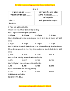 Đề thi giữa kì 2 Toán lớp 2 Chân trời sáng tạo - Đề 3