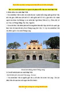 Lý thuyết Bài 14 Lịch sử 10 Cánh diều: Cơ sở hình thành và quá trình phát triển của văn minh Đại Việt