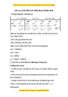 Lý thuyết Viết các số đo diện tích dưới dạng số thập phân Toán 5
