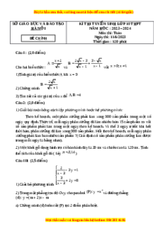 Đề thi vào 10 Toán Hà Nội năm 2023-2024