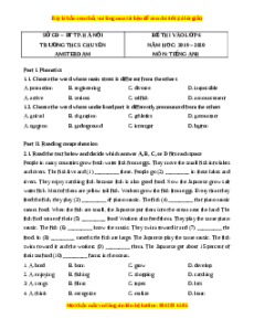 Đề thi tuyển sinh vào lớp 6 môn Tiếng Anh trường THCS chuyên Amsterdam năm 2019