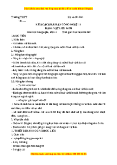 Giáo án Bài 6 Công nghệ cơ khí 11 Kết nối tri thức: Vật liệu mới