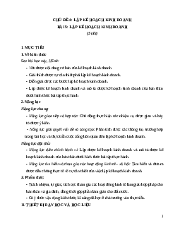 Giáo án Bài 5: Lập kế hoạch kinh doanh KTPL 12 Kết nối tri thức