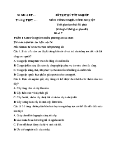 Đề ôn thi Tốt nghiệp Công nghệ (Định hướng Nông nghiệp) - Đề 7