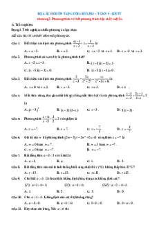 Bài tập ôn tập + Đề kiểm tra Toán 9 Chương 2 Kết nối tri thức