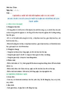 Giáo án Tỉ số của số lần lặp lại Toán lớp 5 Kết nối tri thức