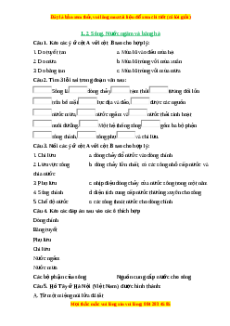 Trắc nghiệm Bài 18 Địa lí 6 Cánh diều: Sông. Nước ngầm và băng hà