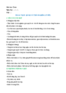 Giáo án Thực hành và trải nghiệm Toán lớp 5 Chân trời sáng tạo