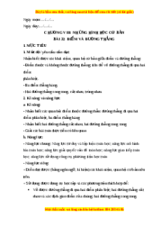 Giáo án Điểm và đoạn thẳng Toán 6 Kết nối tri thức