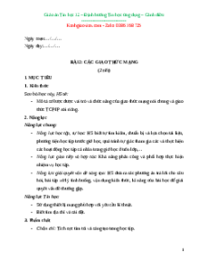 Giáo án Chủ đề B Bài 2 Tin học 12 Cánh diều: Các giao thức mạng