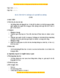 Giáo án Tự nhiên xã hội lớp 2 Cánh diều: Ôn tập và đánh giá - Chủ đề gia đình