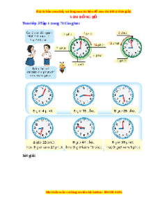 Giải Sgk Toán lớp 3 Bài 47: Xem đồng hồ (Chân trời sáng tạo)