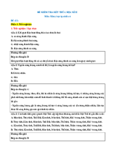 Bộ 20 đề thi cuối kì 2 KHTN 6 Chân trời sáng tạo Cấu trúc mới