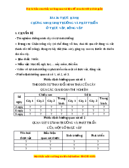 Lý thuyết Khoa học tự nhiên 7 Chân trời sáng tạo Bài 36: Thực hành chứng minh sinh trưởng và phá triển ở thực vật, động vật