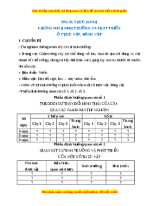 Lý thuyết Khoa học tự nhiên 7 Chân trời sáng tạo Bài 36: Thực hành chứng minh sinh trưởng và phá triển ở thực vật, động vật