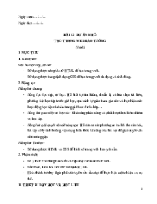 Giáo án Chủ đề F Bài 12 Tin học 12 Cánh diều: Dự án nhỏ: Tạo trang web báo tường