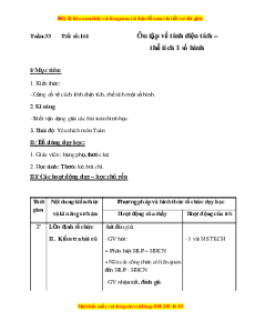 Giáo án Bài 161 Toán lớp 5: Ôn tập về tính diện tích, thể tích một số hình