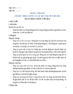 Giáo án Bài 15 Sinh học 12 Cánh diều: Bằng chứng tiến hoá