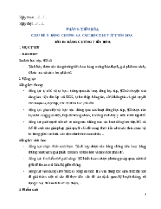 Giáo án Bài 15 Sinh học 12 Cánh diều: Bằng chứng tiến hoá