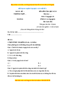 Đề thi Công nghệ 10 cuối kì 2 Cánh diều (Công nghệ thiết kế) - Đề 2