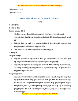 Giáo án Bài 10 KTPL 11 Kết nối tri thức: Bình đẳng trong các lĩnh vực