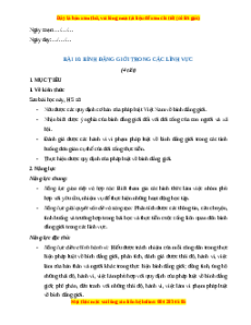 Giáo án Bài 10 KTPL 11 Kết nối tri thức: Bình đẳng trong các lĩnh vực