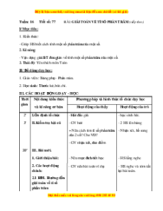 Giáo án Bài 77 Toán lớp 5: Giải bài toán về tỉ số phần trăm (tiếp theo)